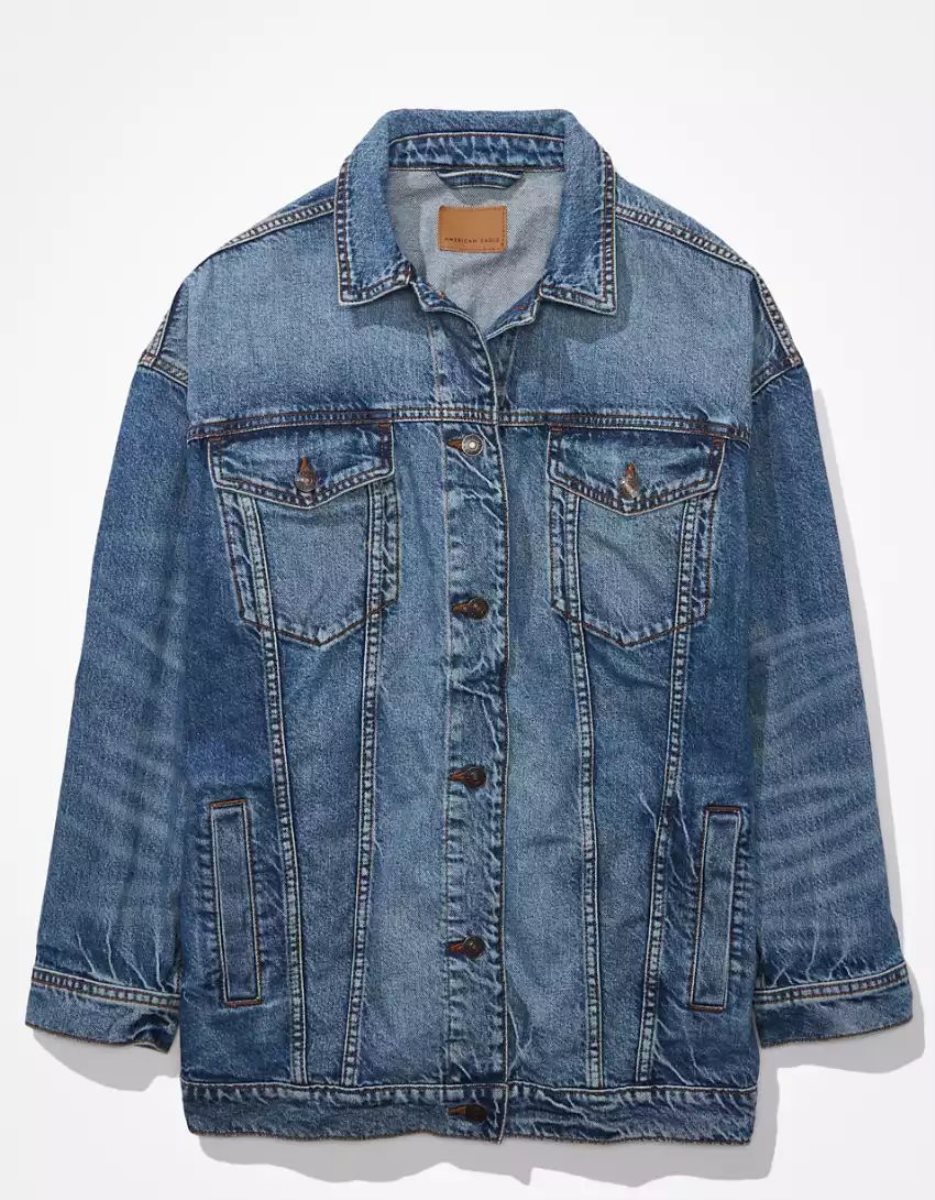 Vestes American Eagle AE '90s Boyfriend Medium Wash Denim Lavage Femme | QYH-21516562